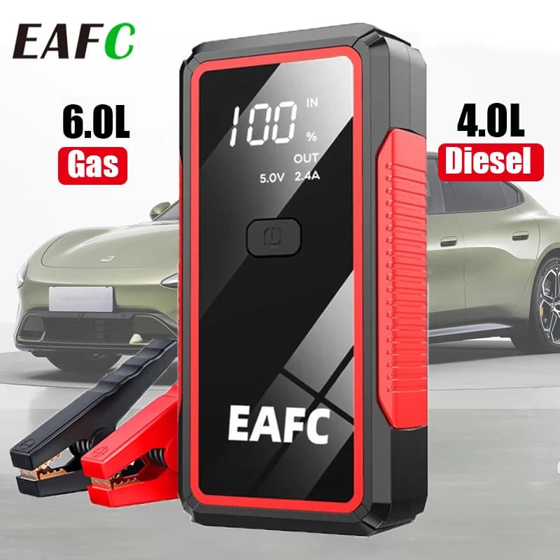 Arrancador de Coches EAFC 2000A / 600A, Banco de Energía Portátil, Potenciador de Batería de Coche, Dispositivo de Arranque Auxiliar de 12V para Diésel y Gasolina