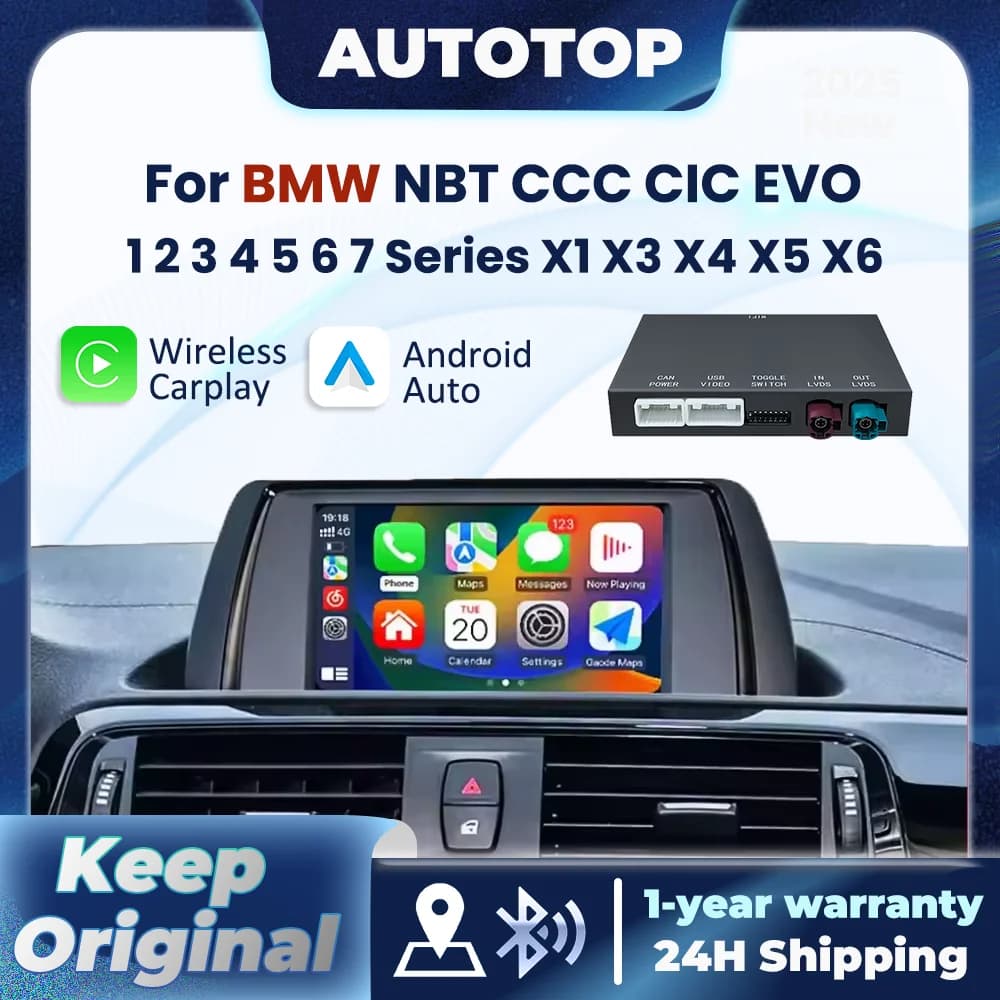 Decodificador inalámbrico CarPlay Android para BMW NBT CCC CIC EVO 1 2 3 4 5 6 7 Series X1 X3 X4 X5 F20 F30 E60 E90 F48 F25 E84 F10