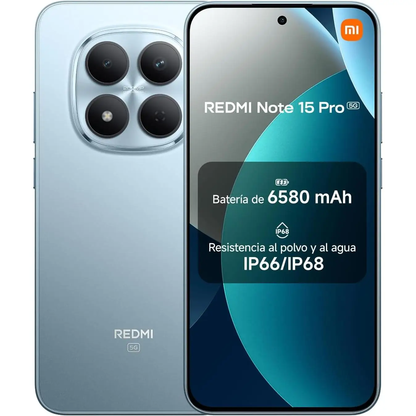 XIAOMI REDMI Note 15 Pro 5G -  Móvil   Pantalla de 6,83" 1.5K AMOLED, MediaTek Dimensity 7400-Ultra, cámara de 200MP, batería de 6580 mAh, Cargador no Incluido (Versión ES)