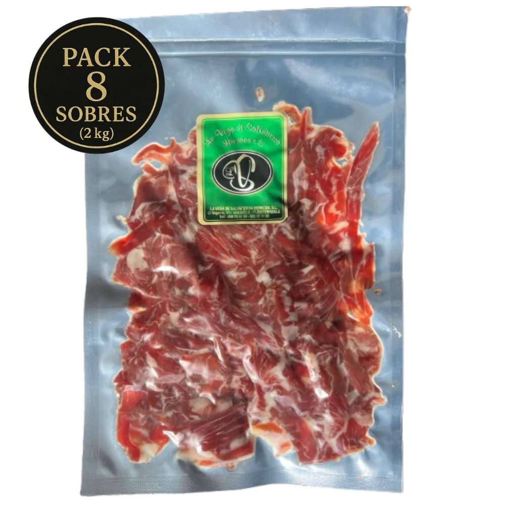 2KG Jamón ibérico Guijuelo | La Vega de Salvatierra - Virutas de jamón ibérico de Guijuelo, artesanales y curadas 24–36 meses, sabor intenso y textura delicada para ensaladas, pastas y montaditos