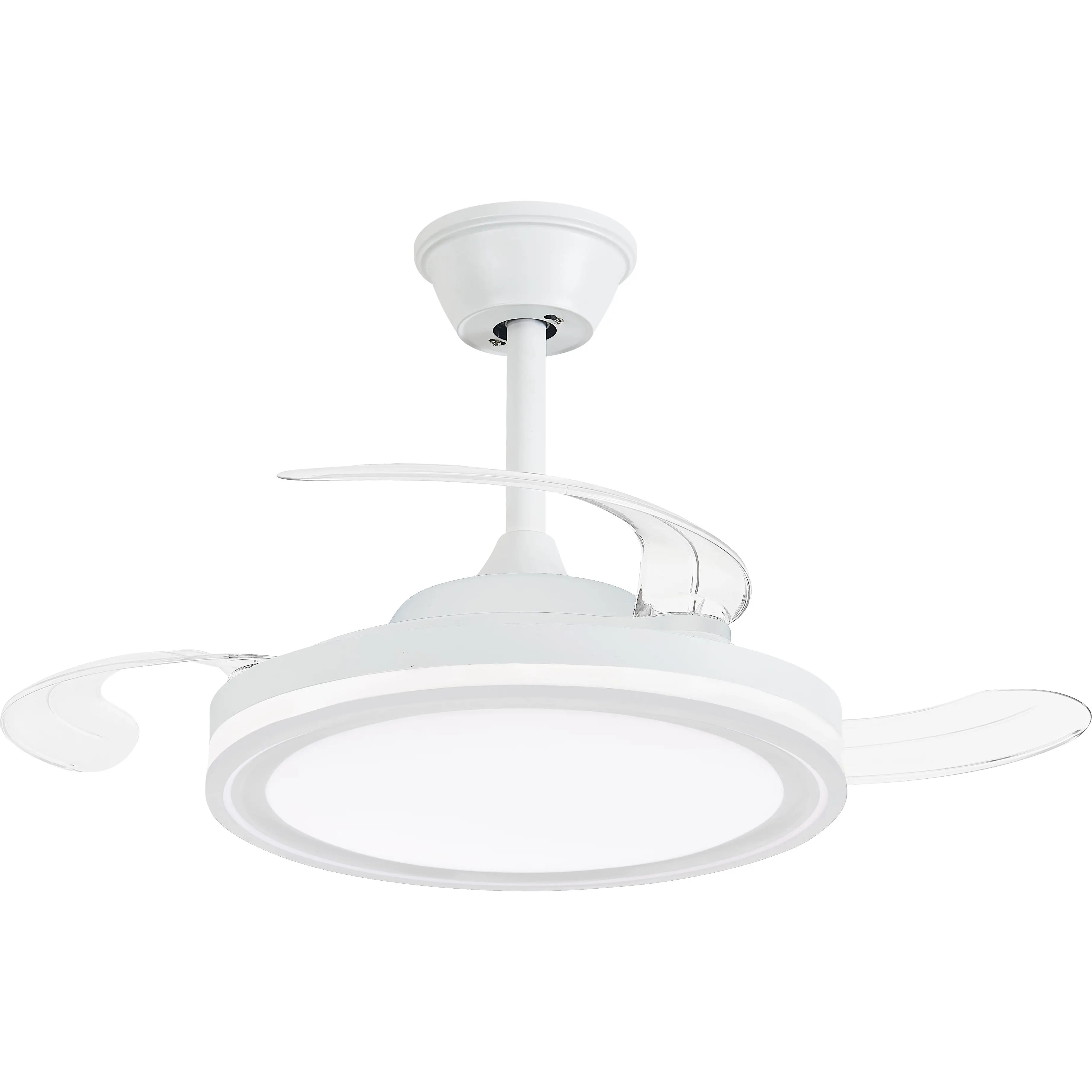 NARVI Ventilador de techo Blanco, tamaño Ø50 cm,  3 Palas retráctiles transparentes, Motor  DC 30W,  LED 45W x2,  Luz Regulable  en intensidad y Color (CCT) .Con Memoria y Mando. Ref. Jamaica 8941 WH