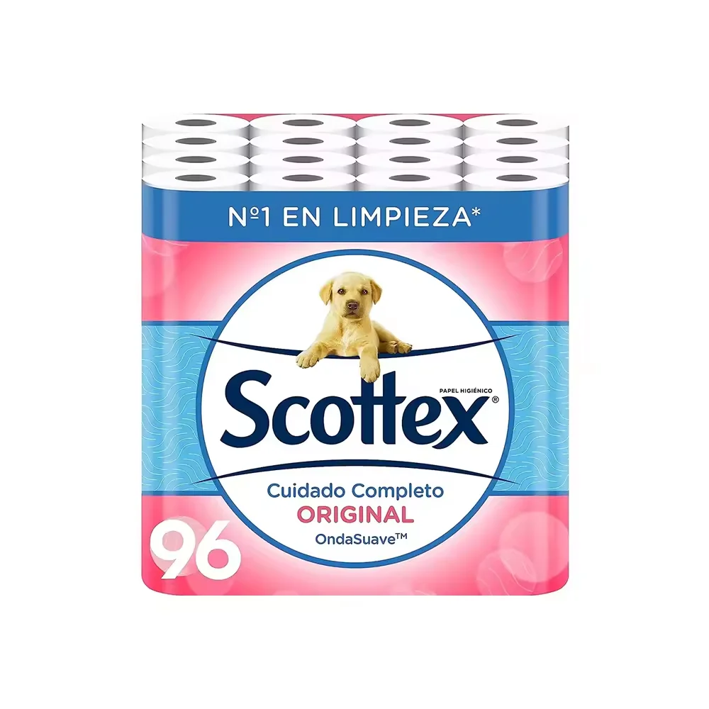 Scottex Orginal Papel Higiénico 96 rollos,12rollos*8paquete,rollos dos capas que proporcionan el equlibro adecuado en suavidad