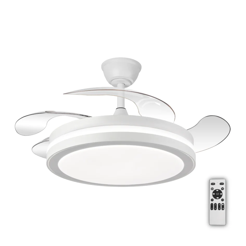 Ventilador de Techo TOP VENTAS ASPAS INVISIBLES  Ultra Silencioso 82w en total Modo lámpara Luz LED 50W 6200 Lm con Máxima Iluminación (3 tonos), Motor DC 32W 6 Velocidades, Memoria de Color, Mando a Distancia y Temporizador - Diseño elegante