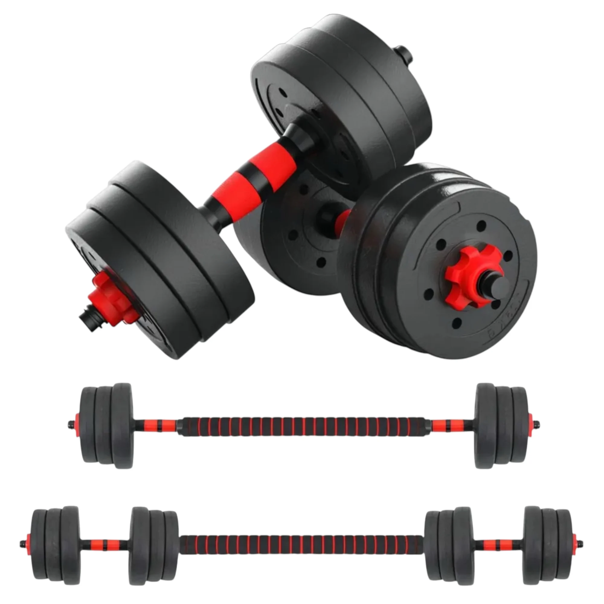 Juego De Mancuernas Ajustables 2 en 1,con barras,Multifución 10KG-15KG-20KG-30KG. Juego de Pesas con Barra Libremente Combinable con Barras Conexión, 10/15KG/20KG/30KG... ajustables, mancuernas cortas y largas mancuerna (man-001 22.9 26.9 30.9 38.9  D7)