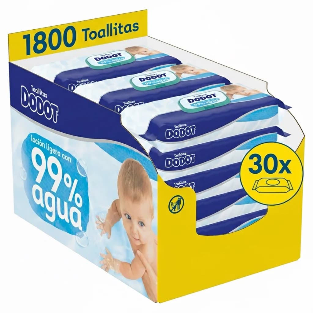 Dodot 99% Aqua Toallitas Para Bebé 30 Paquetes De 60 Unidades = 1800 Toallitas