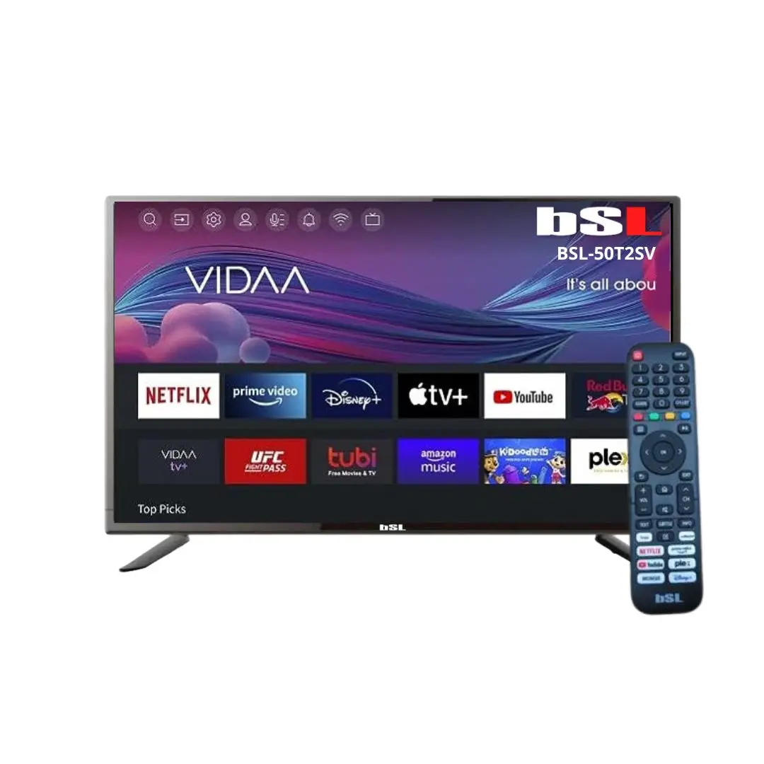 Smart TV BSL-50T2SV de 50 Pulgadas | Wifi | RJ45 | USB | Resolución UHD 3840x2160p | DVBT2/S2/C | HDMI