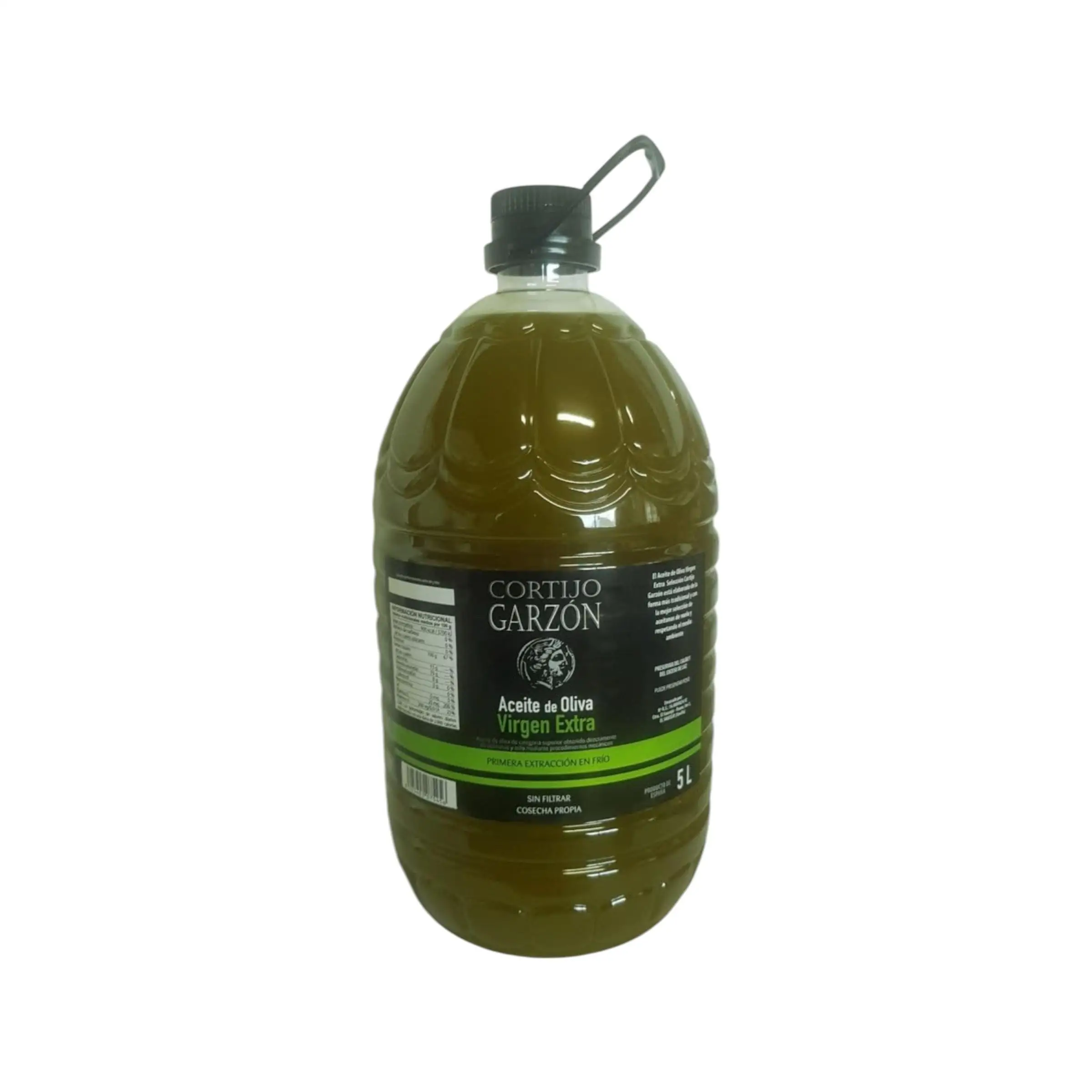 Aceite de Oliva Virgen Extra Sin Filtrar Cortijo Garzón, Puro Sabor Artesano, Primera Prensada en Frío, Disponible en Garrafas 5L y 2L para Conservar el Aroma, Nutrientes y Frescura del Aceite Natural