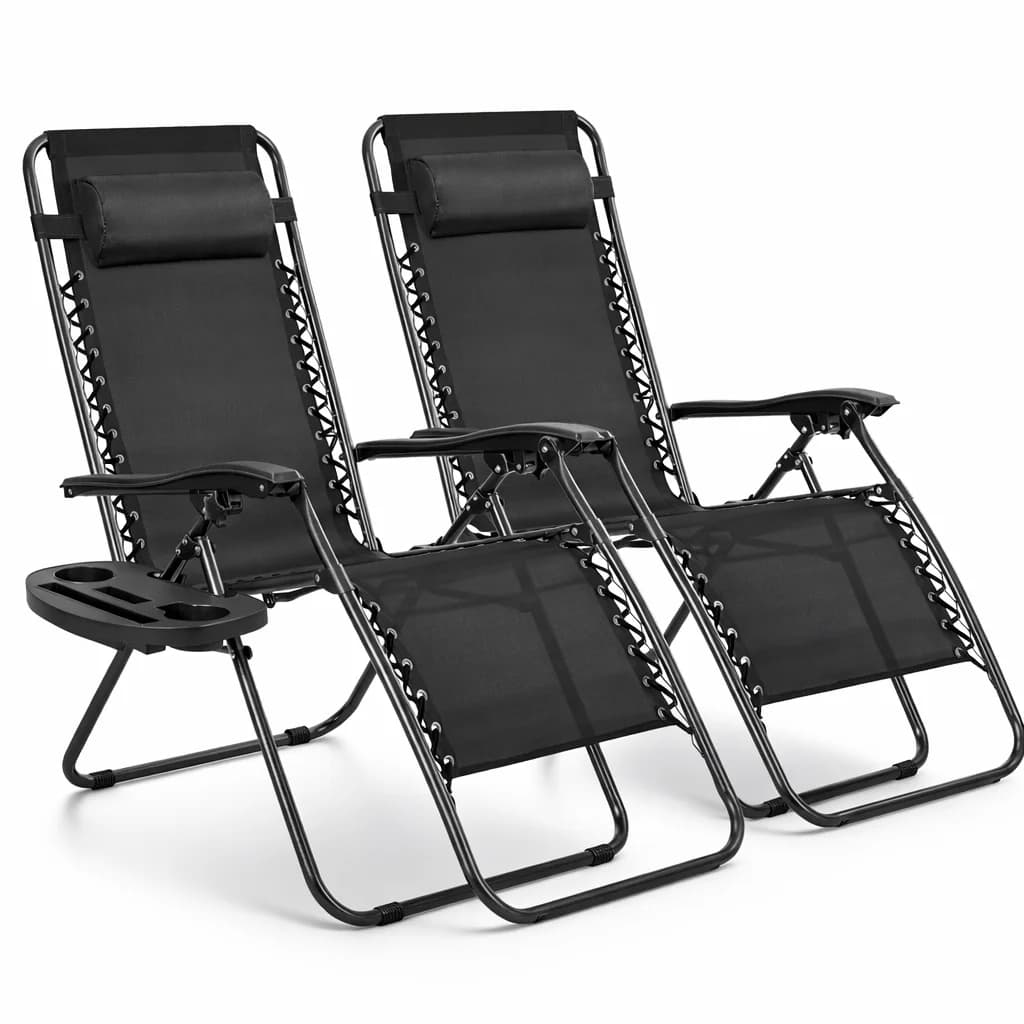 T-LoVendo Pack 2 Tumbonas o Sillas de Exterior Plegables para jardín | Playa | Piscina o Terraza | Hamacas Reclinables Camping con Portavasos y Reposacabezas | Hasta 150kg | Silla plegable playa o Tumbona