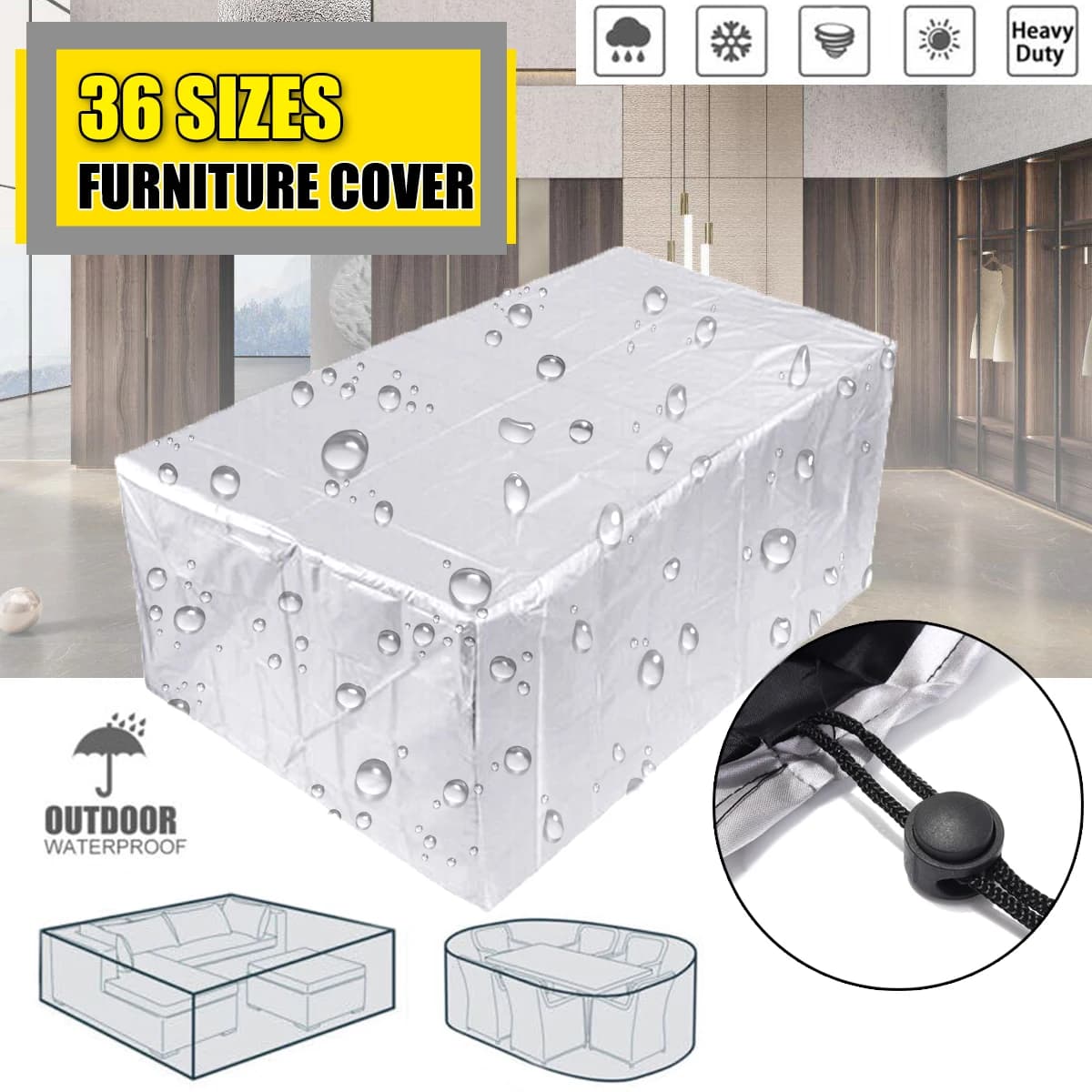 Fundas para muebles de exterior, cubierta impermeable para Patio y jardín, lluvia, nieve, mesa, sofá, silla, fundas protectoras a prueba de polvo