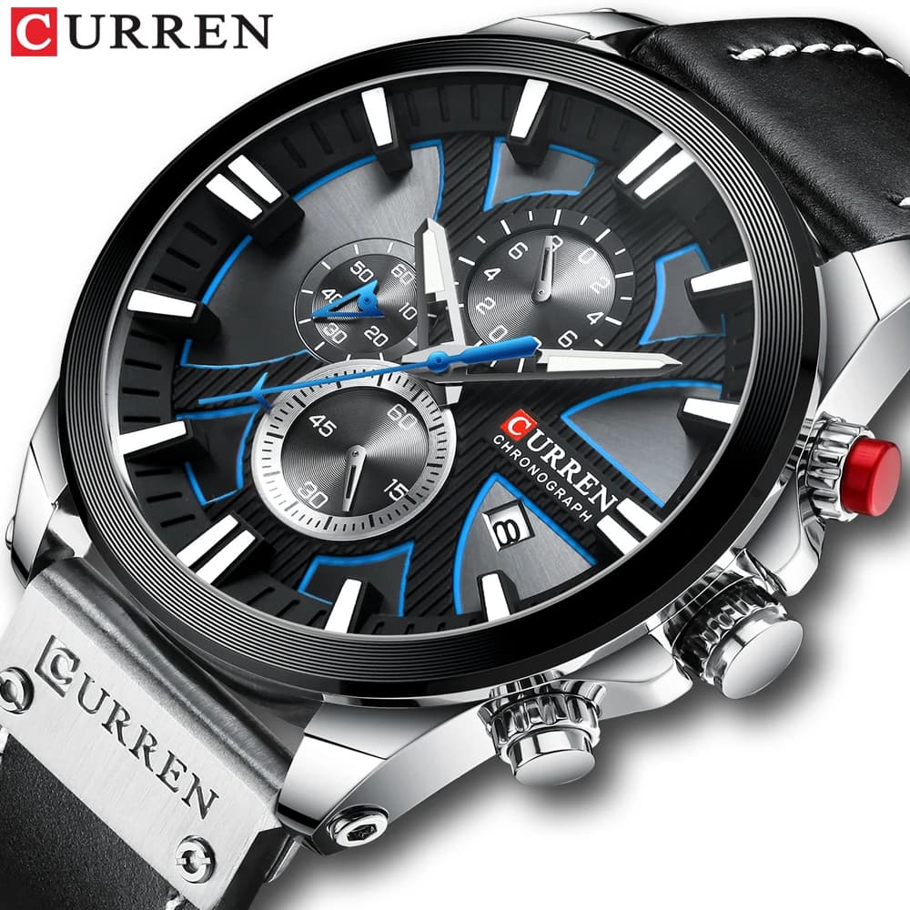 Reloj CURREN cronógrafo deportivo para hombre, reloj de cuarzo, reloj de pulsera de cuero para hombre, reloj Masculino, regalo de moda para hombre
