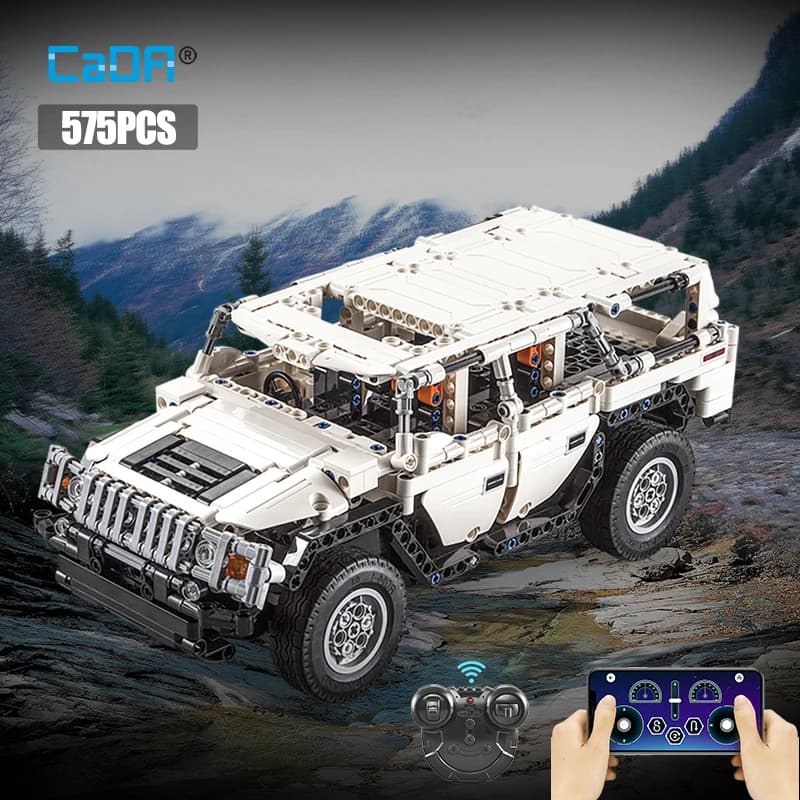 Bloques de construcción para niños, juguete de ladrillos para armar coche de carreras de ciudad AWD SUV a Control remoto Warrior H2, ideal para regalo, código 575, compatible con Cada