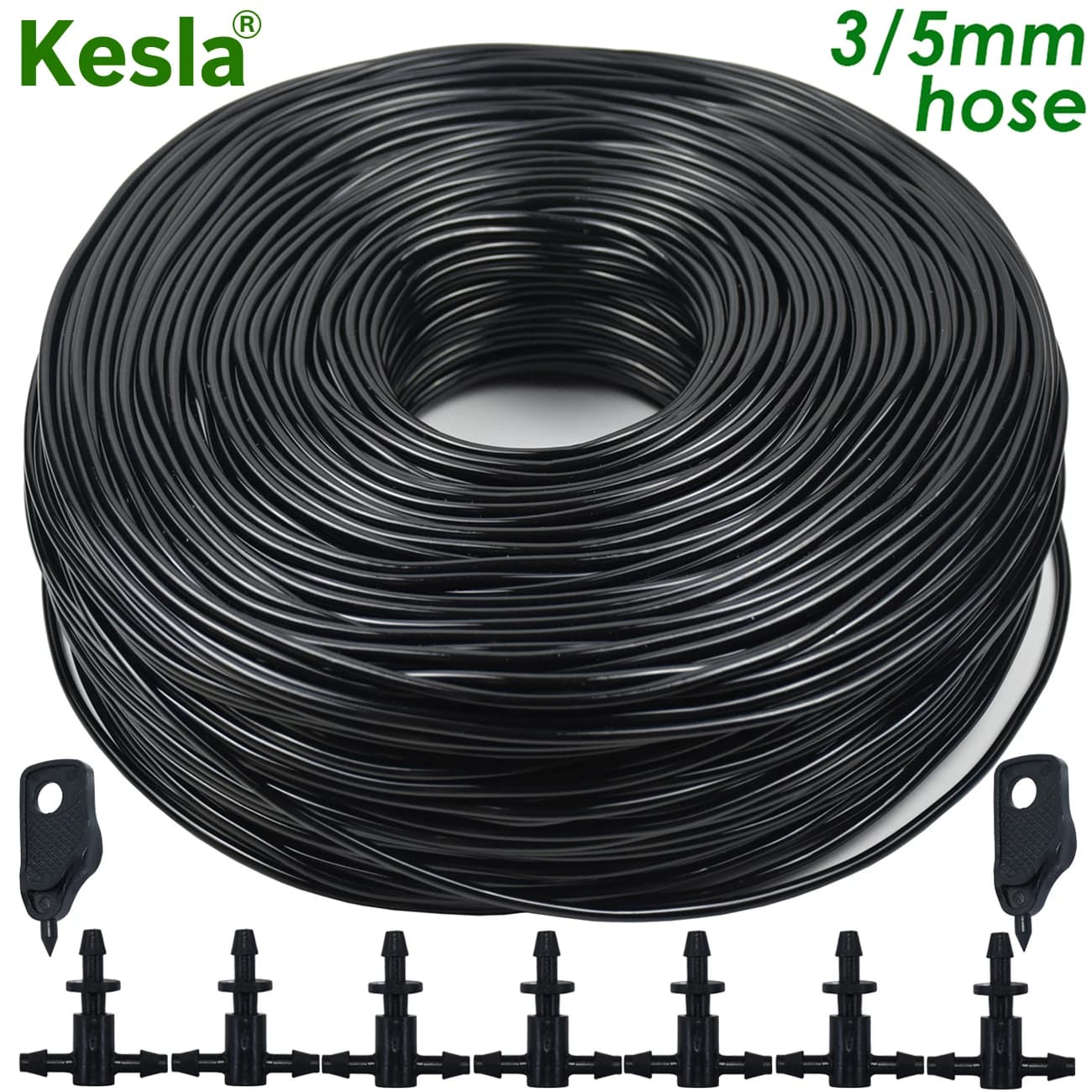 KESLA-manguera de riego para jardín, tubo de riego de 5-140m, 3/5mm, 1/8 '', para invernadero, bonsái, planta, flor, goteo, flecha, aspersor