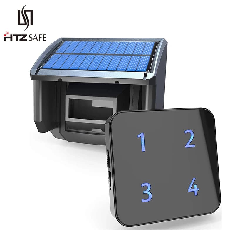 HTZSAFE 400 metros alarma de entrada inalámbrica Solar Sensor y Detector de movimiento resistente a la intemperie al aire libre sistema de alerta de seguridad DIY
