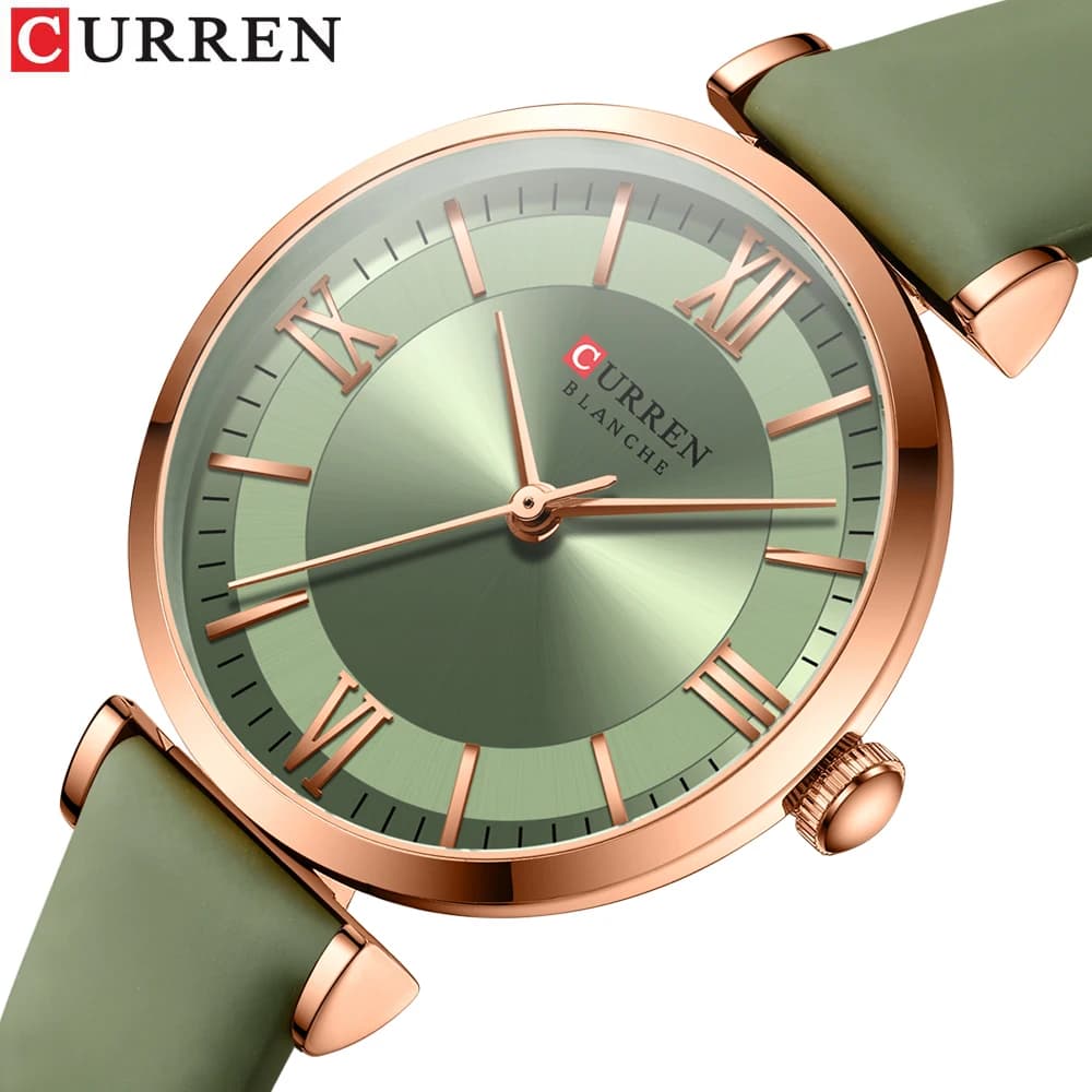 Relojes CURREN de lujo a estrenar para mujer, reloj de cuero de cuarzo Simple, relojes de pulsera elegantes para mujer