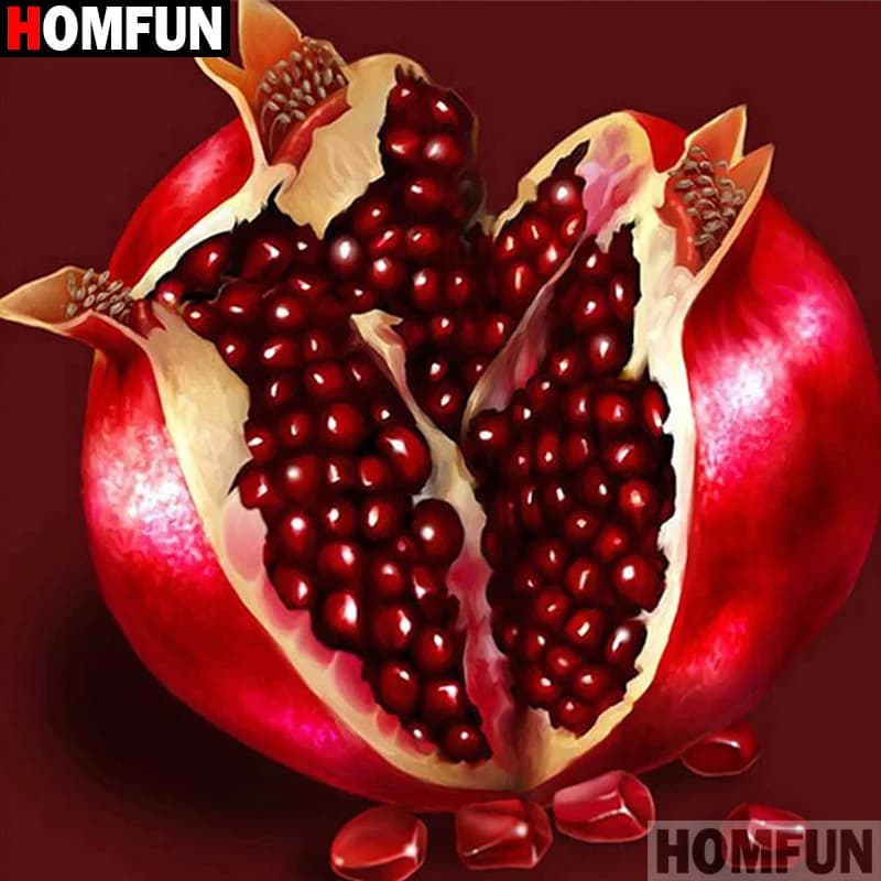 HOMFUN-pintura de diamante redondo/cuadrado completa, cuadro artesanal 5D, "fruta de Granada", bordado de diamantes 3D, punto de cruz, decoración del hogar A20296