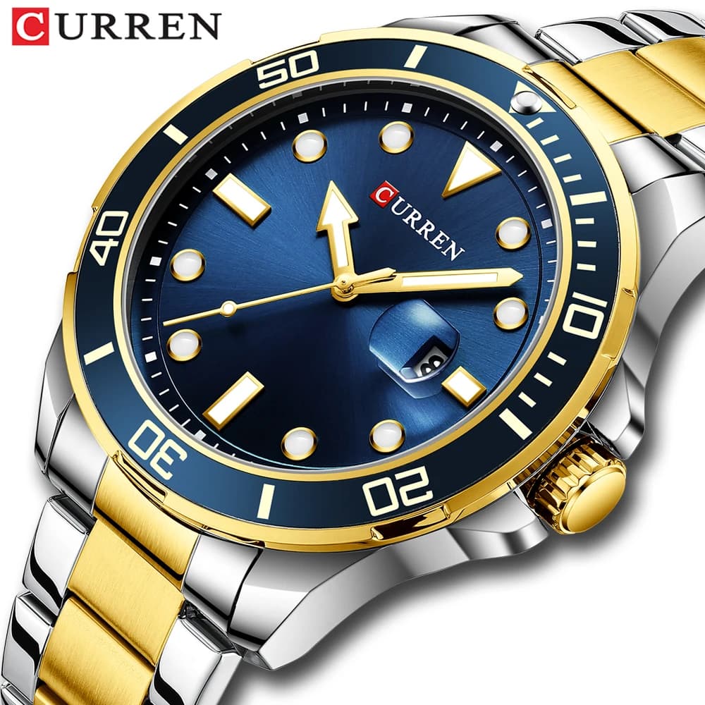 Relojes CURREN para hombre, relojes de pulsera de cuarzo con banda de acero inoxidable para hombre, diseño de negocios, reloj Simple, reloj Masculino