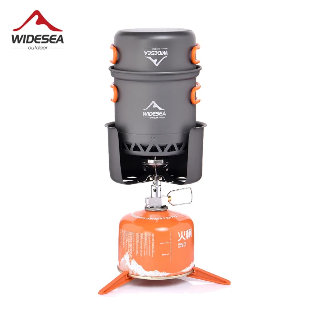 Widesea-Juego de cocina para acampar, mochila, quemador de Gas, utensilios de cocina para exteriores, estufa, equipo de cocina para acampar, cocina turística, senderismo y pesca