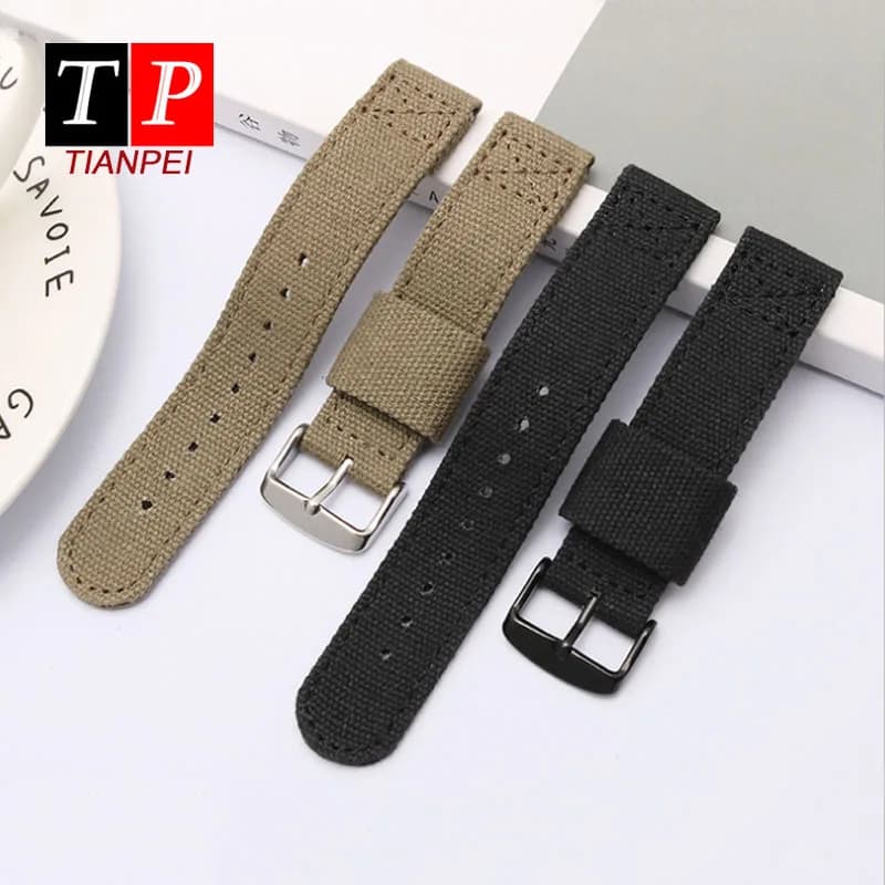 Correa de reloj de lona gruesa para SEIKO 5/casio/citizen, correa de reloj de 18mm, 20mm, 22mm, ventilación deportiva, correa de reloj cómoda para hombre