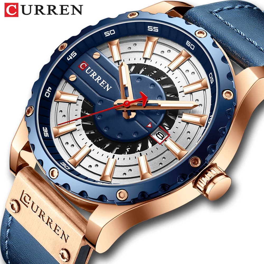 CURREN-Reloj de pulsera de cuero para hombre, cronógrafo de cuarzo, informal, luminoso, elegante, marca superior, a la moda, nuevo