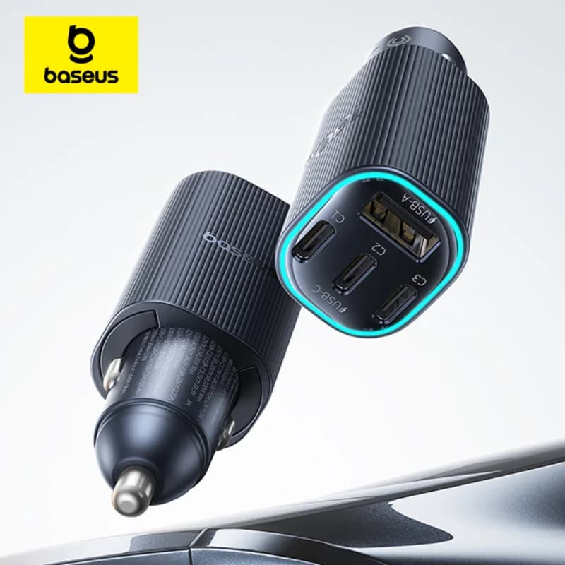 Cargador de Coche Baseus de 160W con Carga Rápida PPS PD3.0 USB Tipo C para iPhone 17 16 15 14, Laptops, Tablets y Xiaomi