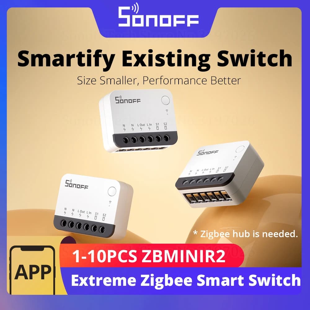 Interruptor Inteligente Zigbee SONOFF ZBMINIR2, Modo de Relé Desmontable, Control de Interruptor Externo, Funciona con EWeLink, Requiere Zigbee Gateway, 1-4 Unidades