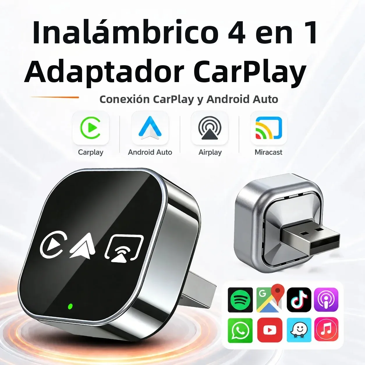 CarRocket Sistemas Inteligentes para Automóviles, Adaptador Inalámbrico 4 en 1 para CarPlay y Android Auto, Compatible con CarPlay Integrado en VW FAIT