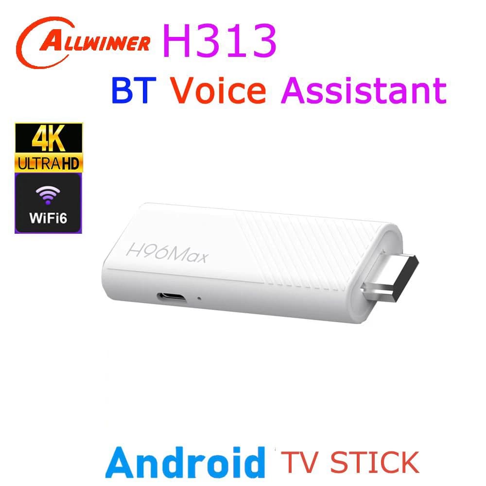 Android TV Stick H96 Max H313 Allwinner Quad Core 4K Wifi6 BT asistente de voz Control remoto reproductor multimedia Smart TV Box
