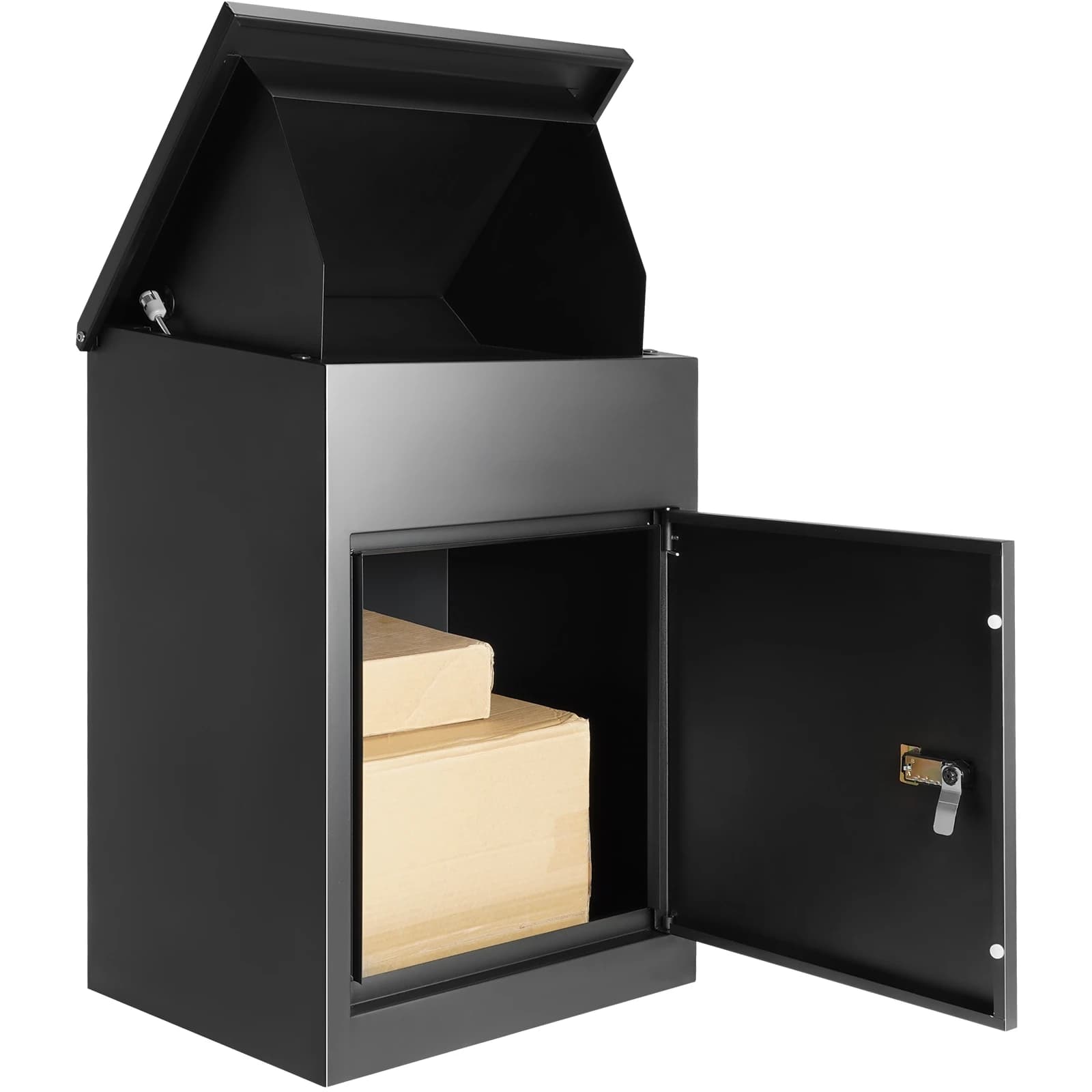 SucceBuy Buzón antirrobo montado en la pared IPX3 Paquete impermeable Caja de entrega para exterior Buzón de almacenamiento grande con bloqueo para el hogar