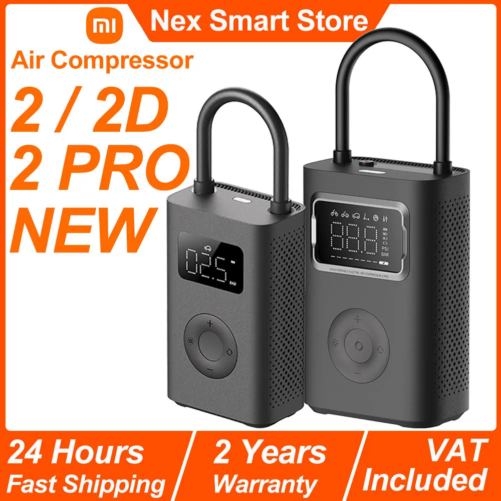 Xiaomi Mijia portátil Compresor de aire 2 / 2D / 2PRO, inflador de detección de presión de neumáticos Digital inteligente, bomba de aire eléctrica portátil