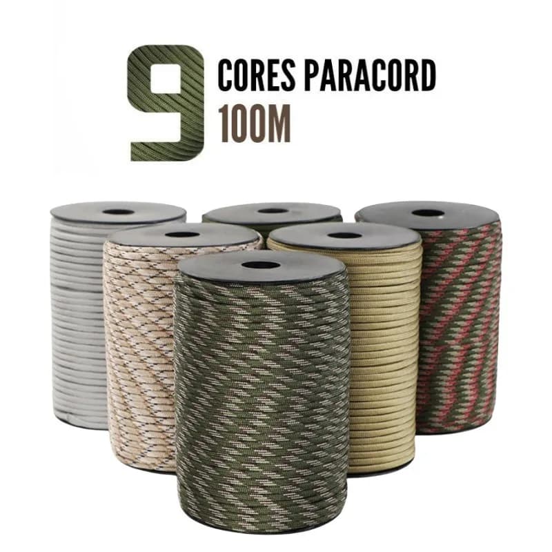 Cuerda de Paracord de 9 Hilos, Estándar Militar 550, 100M/50M, 4mm, para Exteriores, Supervivencia, Paracaídas, Tiendas de Campaña, Correa de Seguridad