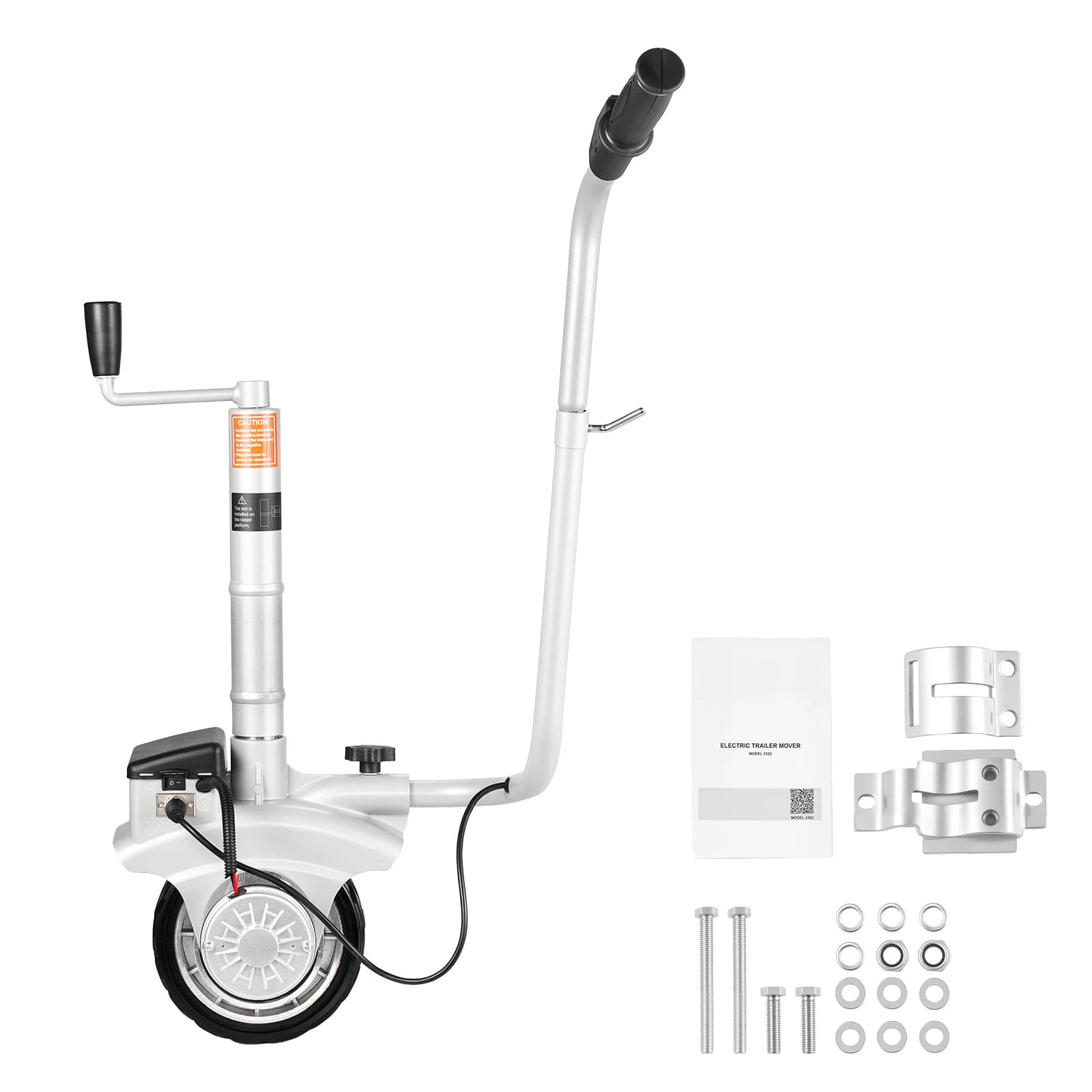 SucceBuy Remolque eléctrico Dolly 5500lbs 380W 12V Rueda Jockey motorizada con velocidad móvil de 23 pies/min para movimiento de caravana y barco