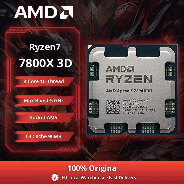 Procesador para Juegos AMD Ryzen 7 7800X3D, 8 Núcleos, 96 MB de Caché 3D V-Cache, Socket AM5, 5.0 GHz, Sin Ventilador Incluido