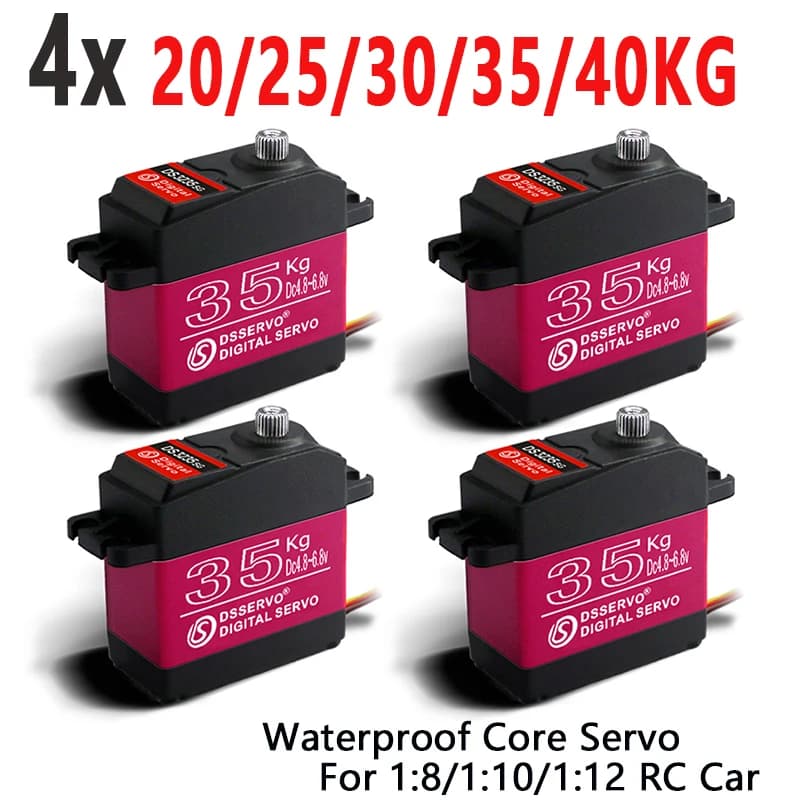 4X Servo impermeable 20Kg 25Kg 30Kg 35Kg 40Kg servo de alta velocidad Pro Metal Gear Servo Digital Baja Servo para coches RC a escala 1/8 1/10