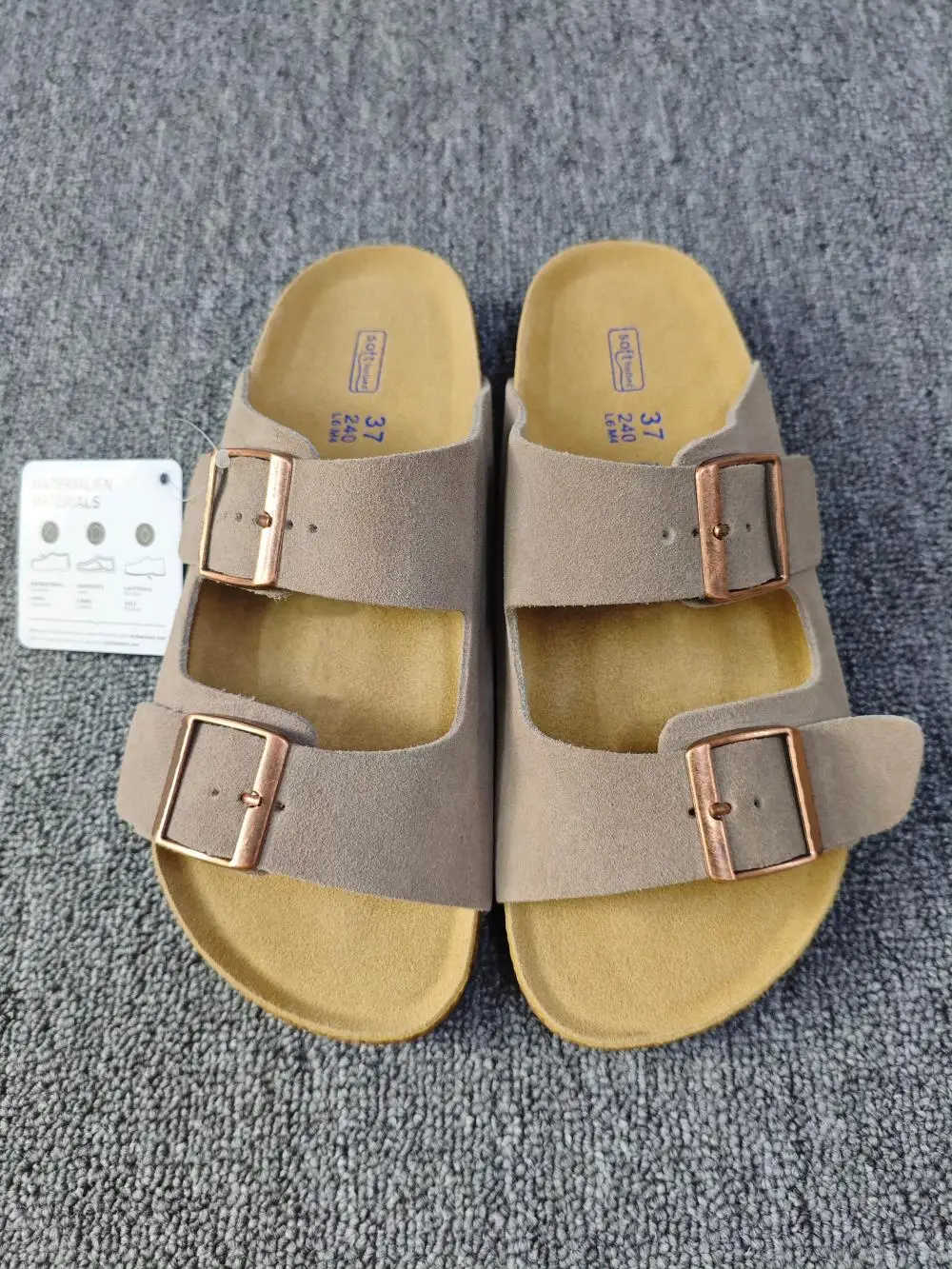 Sandalias Planas de Playa Unisex Estilo Vintage con Doble Hebilla y Plantilla de Corcho – Comodidad Casual para el Verano