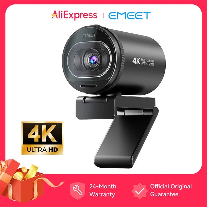Cámara Web 4K para Streaming, Cámara Web 1080P 60FPS USB EMEET S600 con Autoenfoque y Micrófonos para Tiktok/YouTube