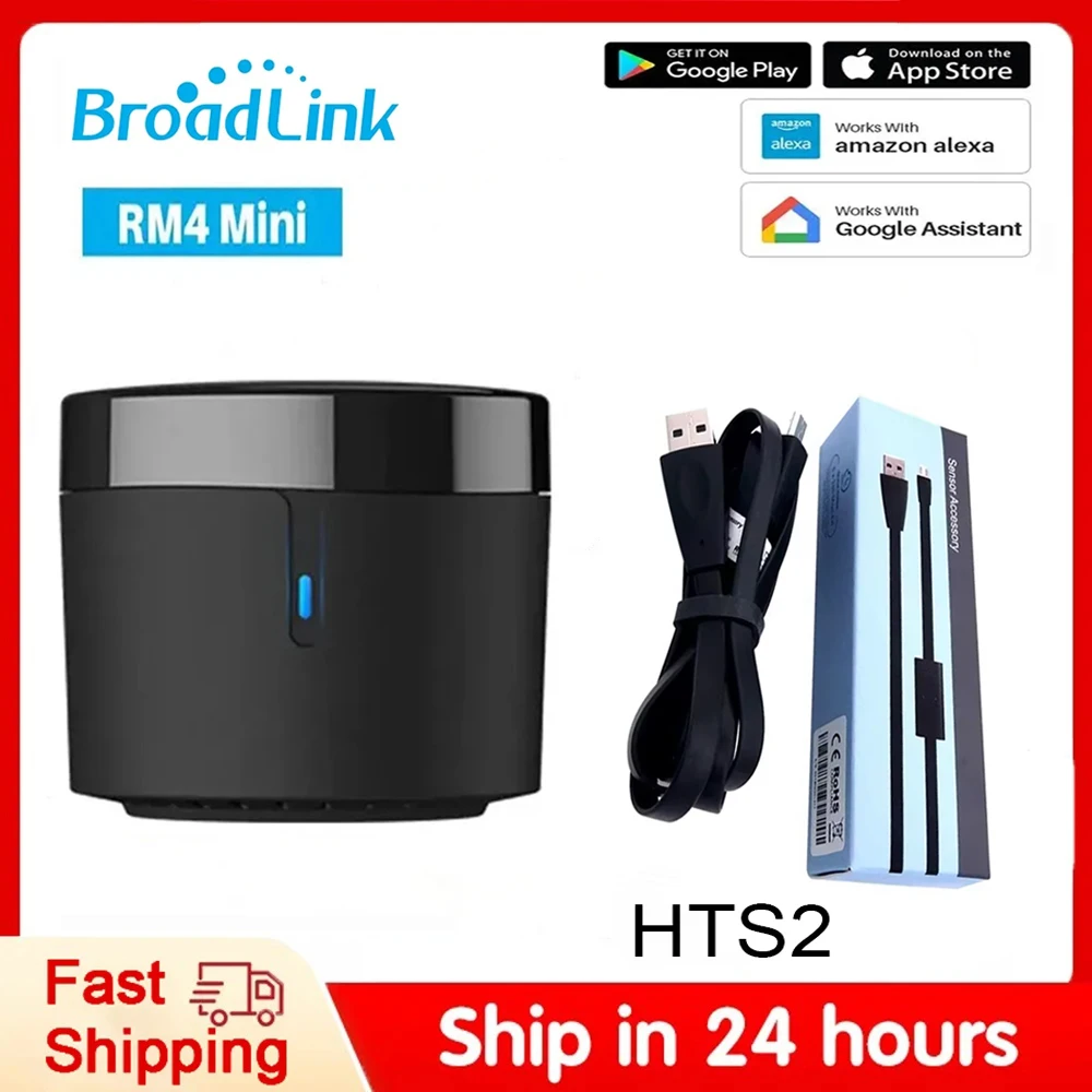 Control Remoto IR Broadlink RM4 Mini HTS2 para Aire Acondicionado, TV, Decodificador, Sensor de Temperatura y Humedad, Compatible con Google Home y Alexa
