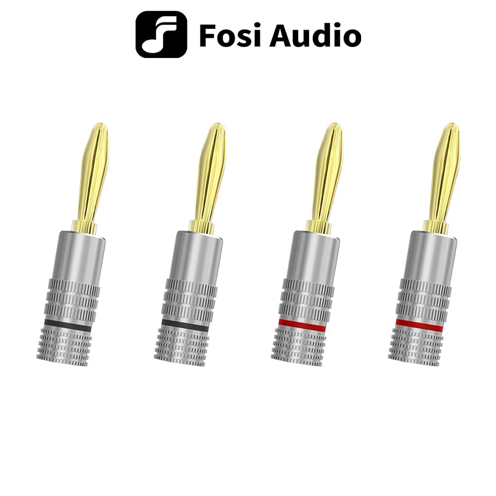 Conectores Banana, 2 Pares/4 Piezas, Conectores Jack de Doble Tornillo Chapados en Oro de 24K para Amplificador, Altavoces, Receptor