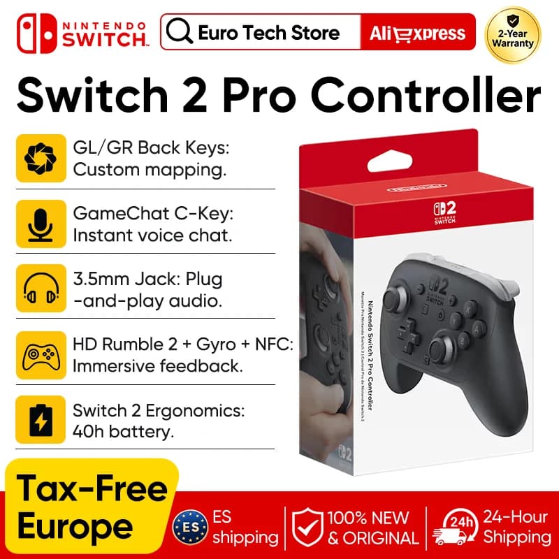 Control Inalámbrico para Nintendo Switch 2 Pro, Nuevo, con Botones Traseros GL/GR, Diseño de Botones Optimizado, Control de Juego Preciso para NS2