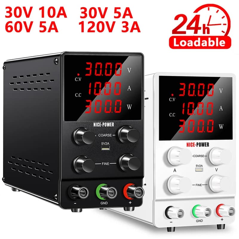 Fuente de alimentación de 30V 10A CC pantalla Digital ajustable fuente de alimentación de laboratorio regulador de voltaje 60V 120V mantenimiento envío rápido
