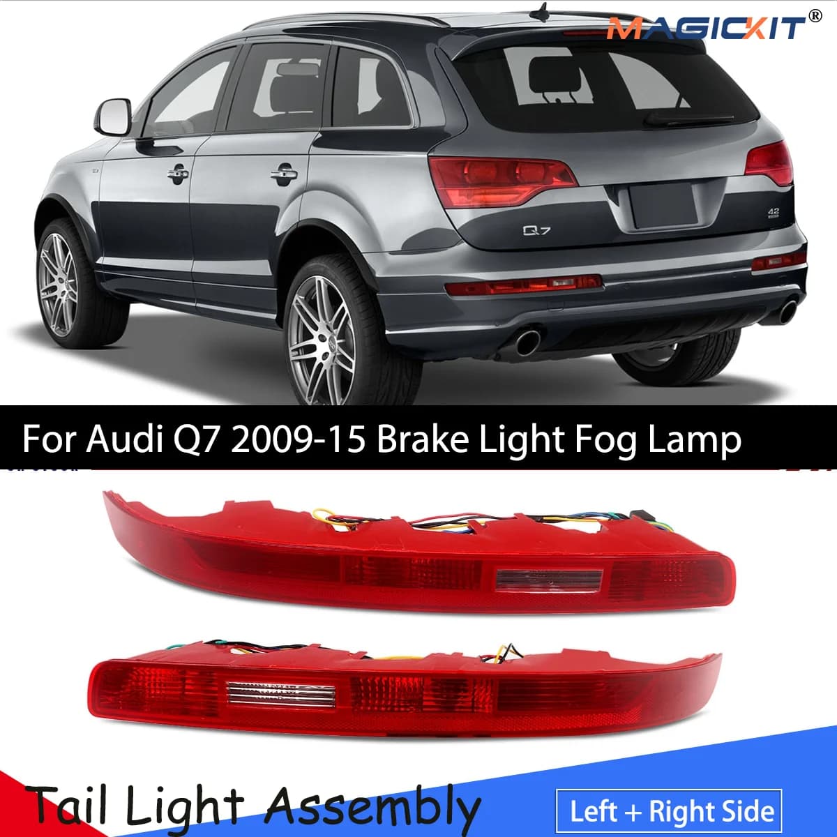 MAGICKIT Reflector de parachoques trasero inverso para Audi Q7 2009-2015 luz de freno antiniebla 4L 0945096   Versión europea solo Accesorios