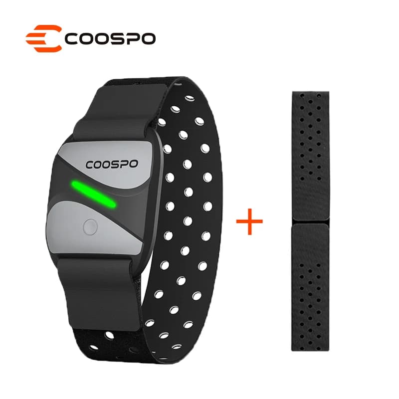 COOSPO Frecuencia Cardíaca Bluetooth 5.0 Ant+ Sensor óptico de Pulsómetro Brazo para Wahoo Garmin Zwift Strava Rouvy Trainerroad