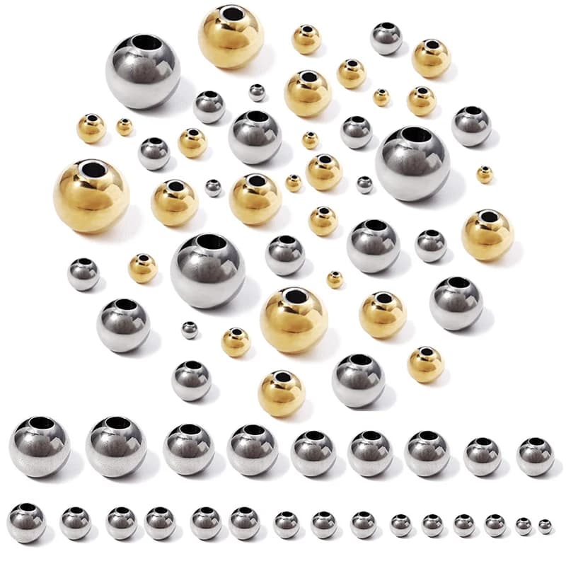 Cuentas de acero inoxidable de alta calidad de 2-10mm para fabricación de joyas, cuentas espaciadoras sueltas, pulseras, collares, pulseras, venta al por mayor