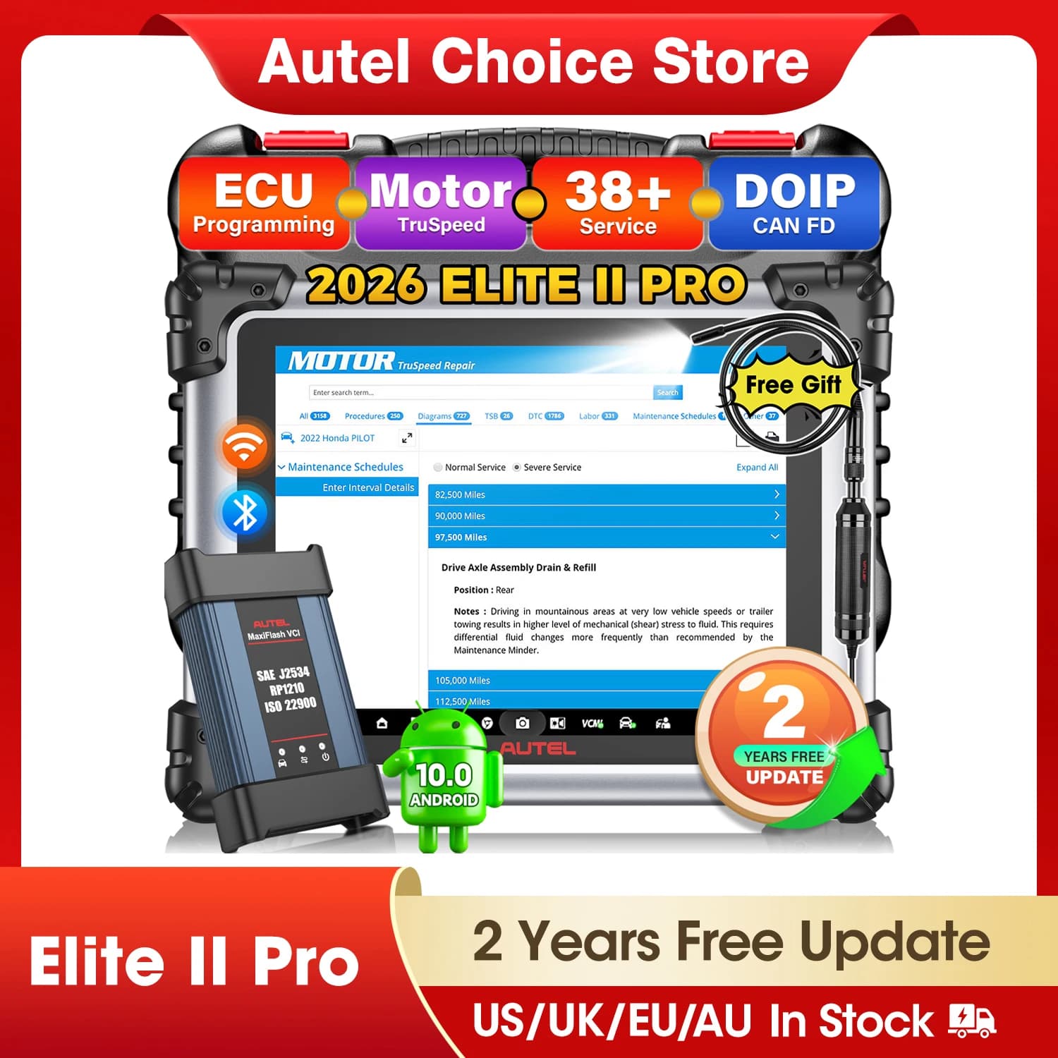 Autel Maxisys Elite II Pro herramienta de diagnóstico de coche J2534 programación ECU Motor de codificación ECU TruSpeed CAN FD/DoIP PK MK908P Elite 2