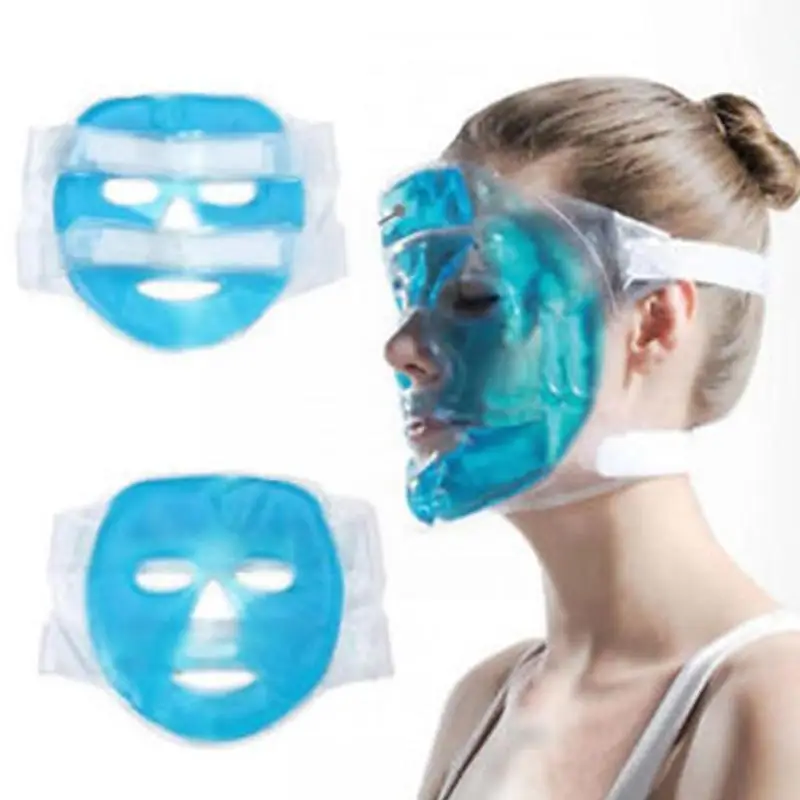 Mascarilla facial de gel frío compresa de hielo azul cara completa hidratante frío con paquete facial de relajación almohadilla facial