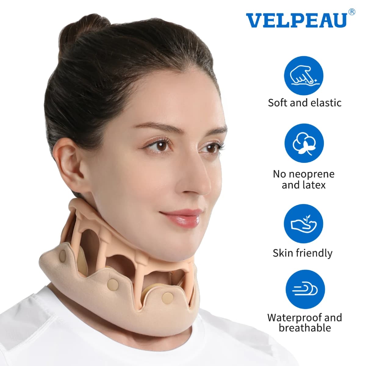 Collarín de Silicona VELPEAU, Soporte para el Cuello para Aliviar la Presión de la Columna Vertebral y Corregir la Postura, Collarín Cervical Transpirable e Impermeable