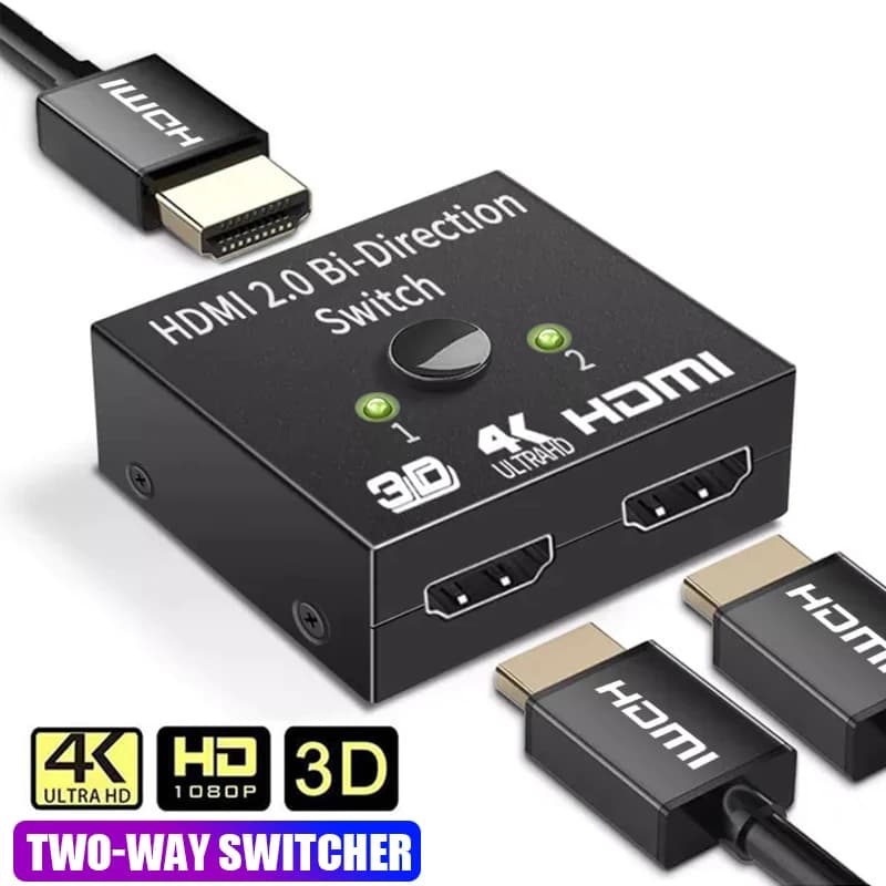 Divisor HDMI 4K, conmutador HDMI bidireccional de 2 puertos, convertidor HDMI 1 en 2 salidas, HDR HDCP 3D para PS4, Xbox, adaptador de conmutador HDTV