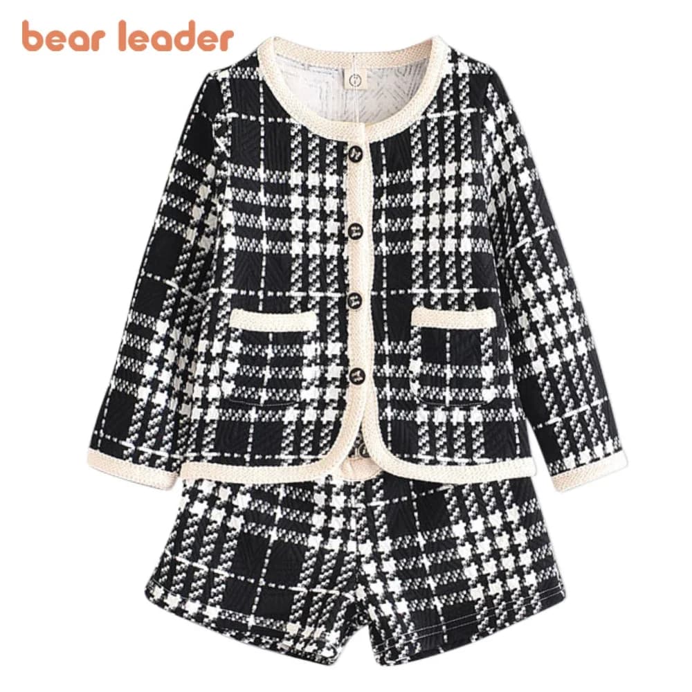 Bear Leader-Conjunto de ropa para niña, traje de manga larga a cuadros, Top + pantalón, 2 piezas, elegante