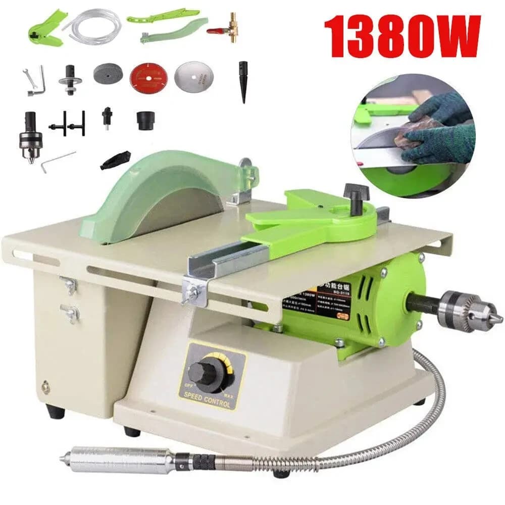 Máquina pulidora de joyería multifunción, 220V, 1380W, amoladora de joyería, molino, máquina pulidora, torno de banco de mesa de joyería