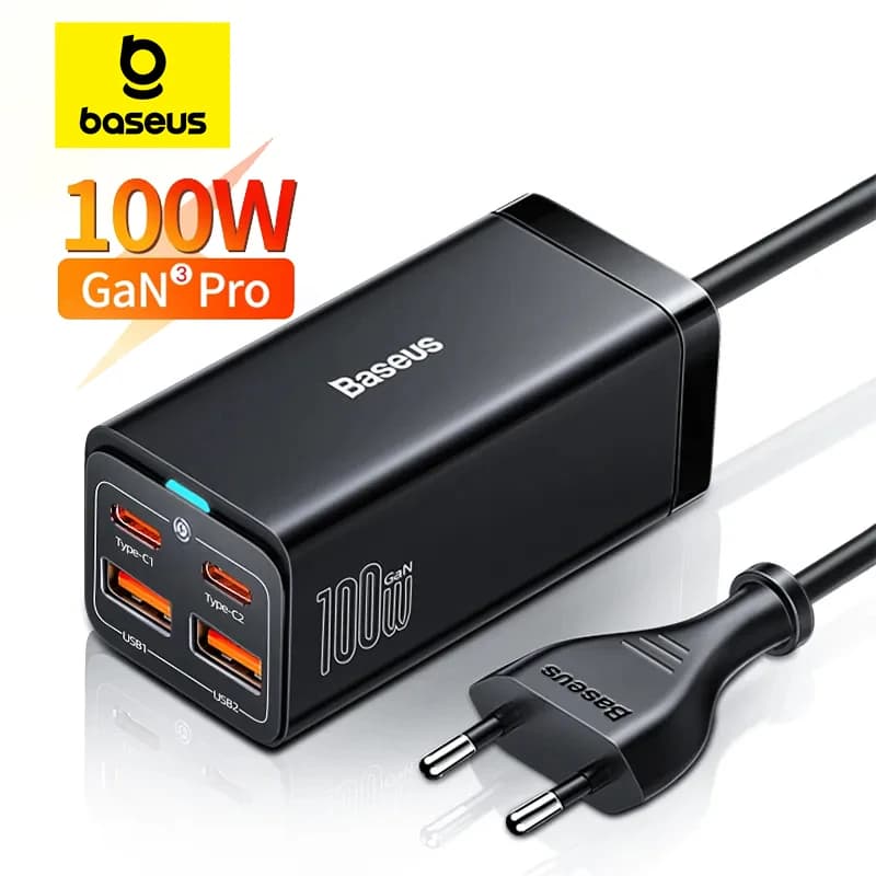 Baseus GaN3 100/ 65W cargador de escritorio carga rápida QC 3,0 4,0 USB C tipo C cargador de teléfono para iPhone15 Huawei Xiaomi MacBook portátil