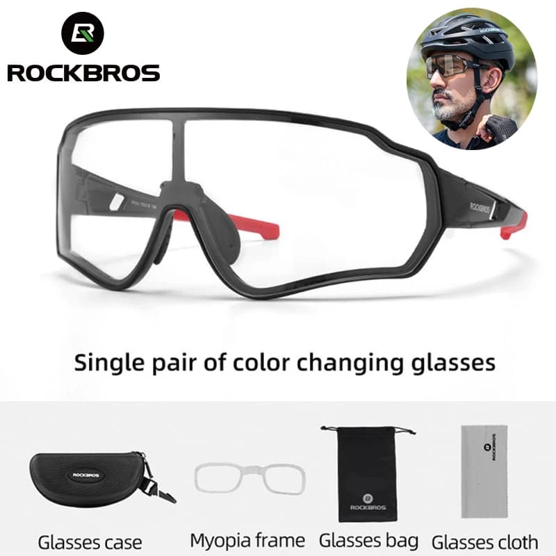 Gafas de Ciclismo ROCKBROS Fotocromáticas para Bicicleta de Carretera UV400, Gafas de Ciclismo para Bicicleta de Montaña MTB